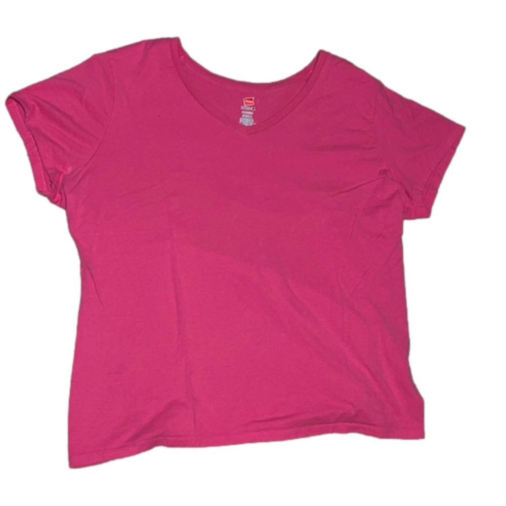 𝅺I’M happy hands nano size XL, 100% cotton pink V-neck T-shirt